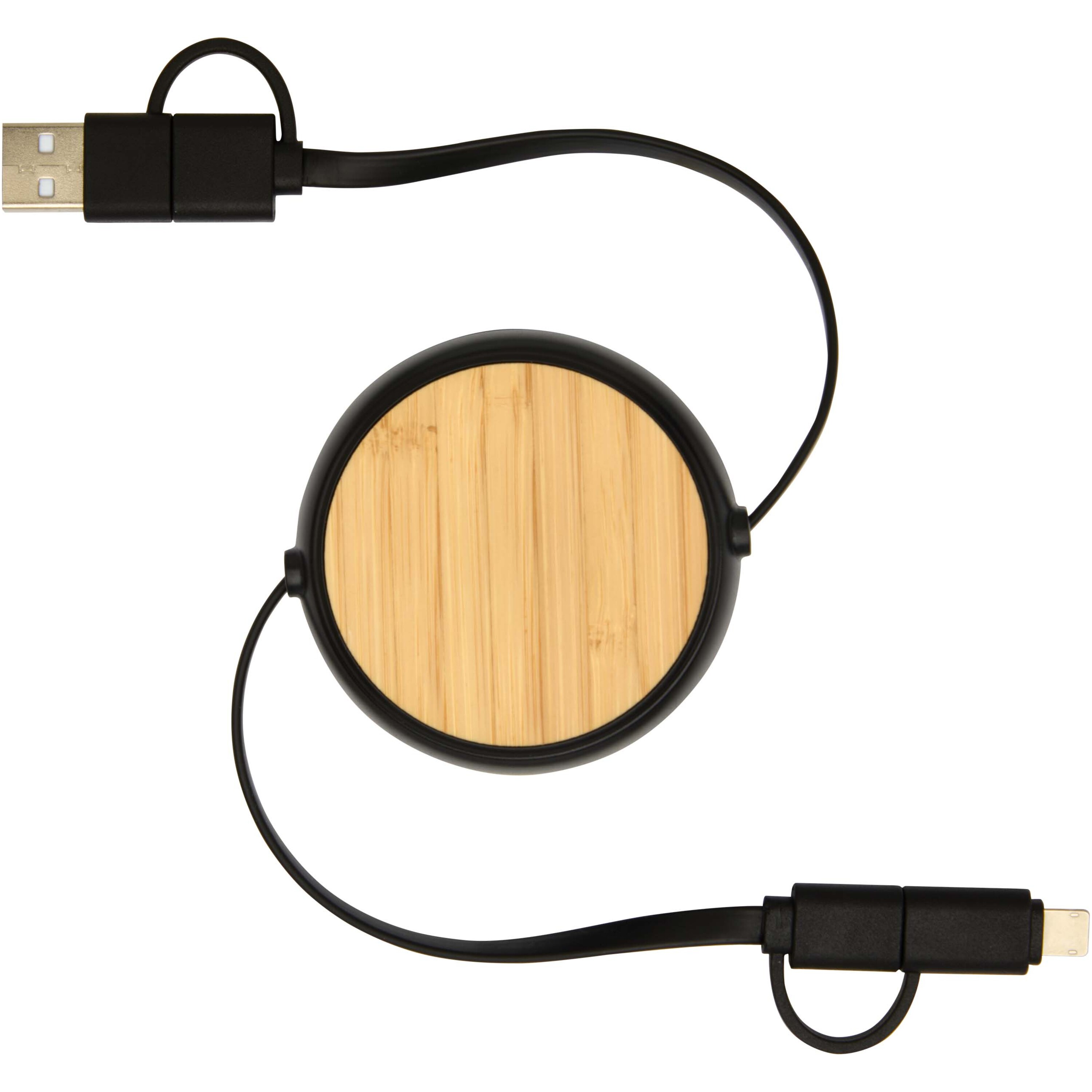 PF Concept 124419 - Câble rétractable 5 en 1 Chechia de 100 cm en plastique recyclé pour la synchronisation des données et la charge rapide de 45 W
