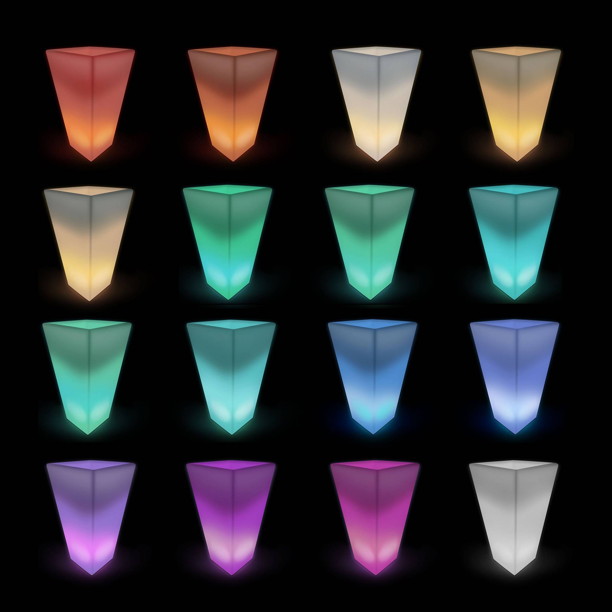 Vase led 75cm - pot de fleurs décoratif lumineux. 16 couleurs. 75cm. Rechargeable. Télécommande
