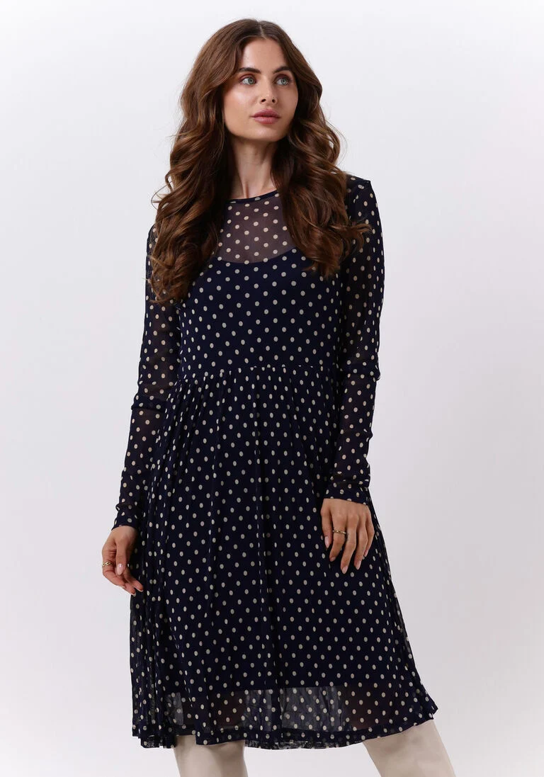 LOLLYS LAUNDRY donkerblauwe lollys laundry midi jurk lydia dress