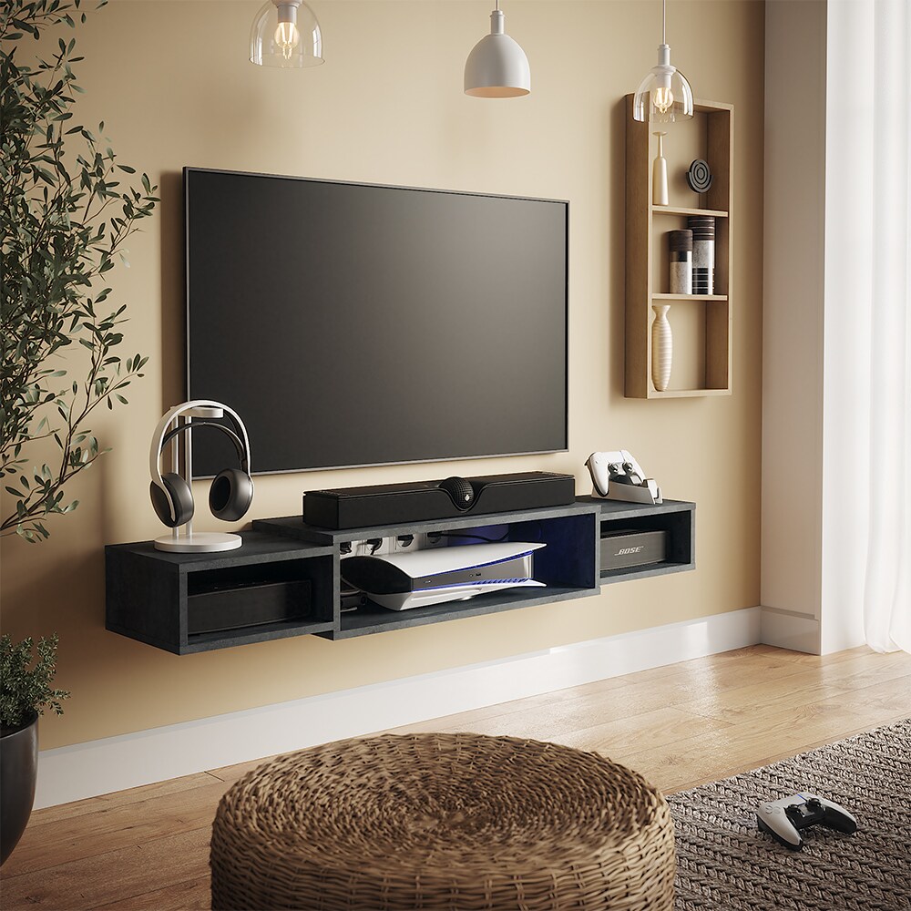 Vicco CD-Regal Nordic Schwarz Beton 140 x 20 cm offenes Regal