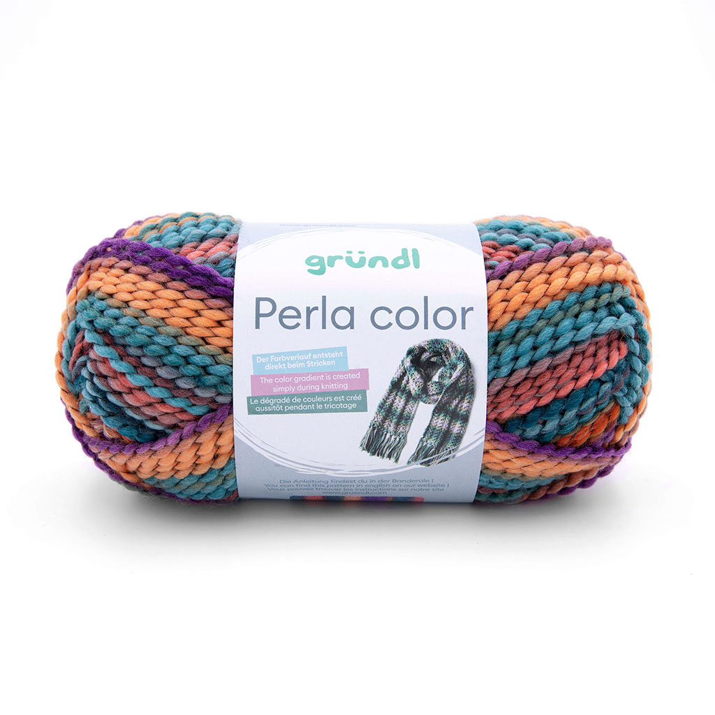 Pelote de laine PERLA COLOR bleu orange violet 100g