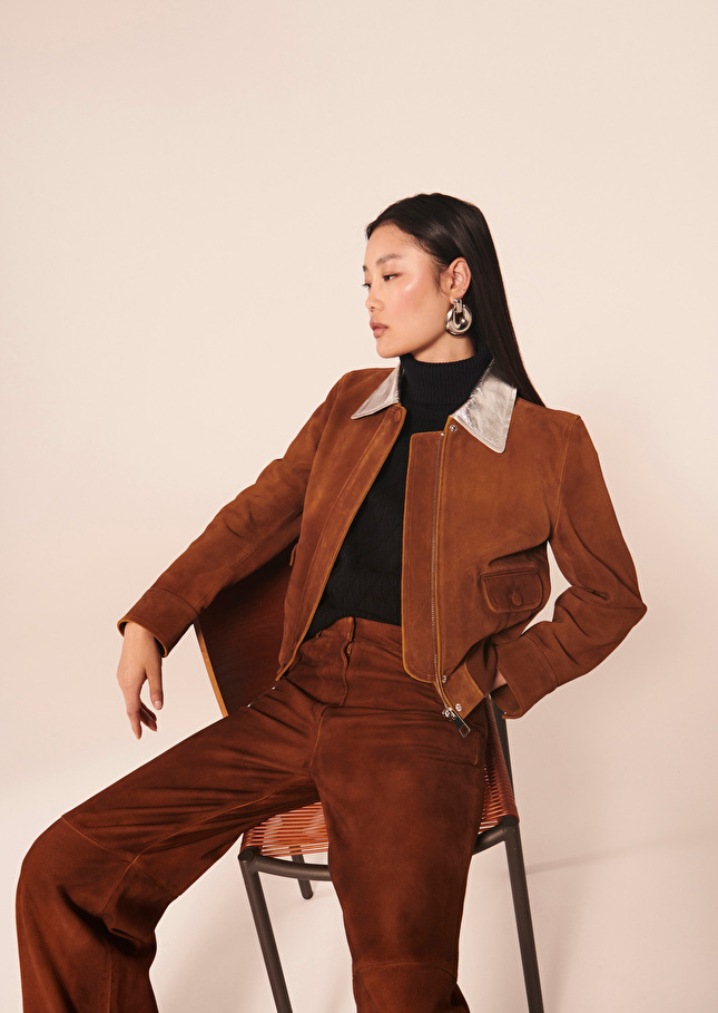 Veste Vicenzamarron en nubuck