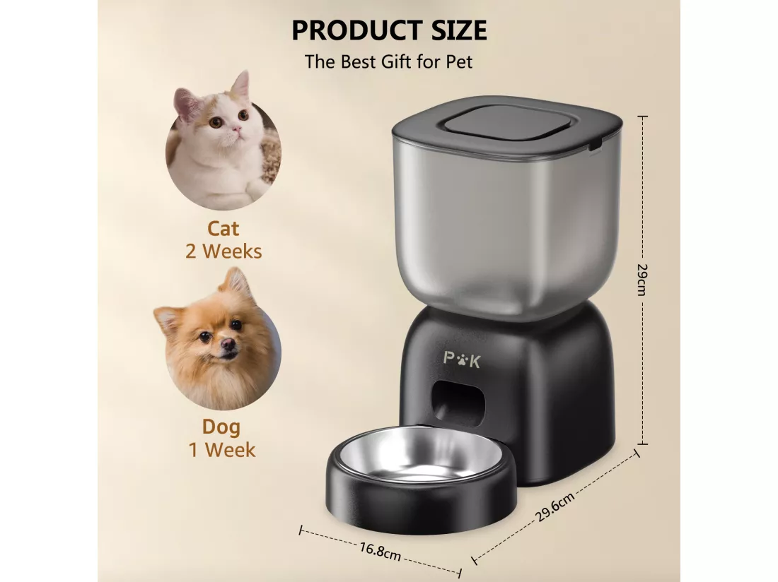 3L Distributeur Croquettes Chat Automatique Noir Mangeoire Automatique pour Chat, Peut Nourrir 4 Repas par Jour