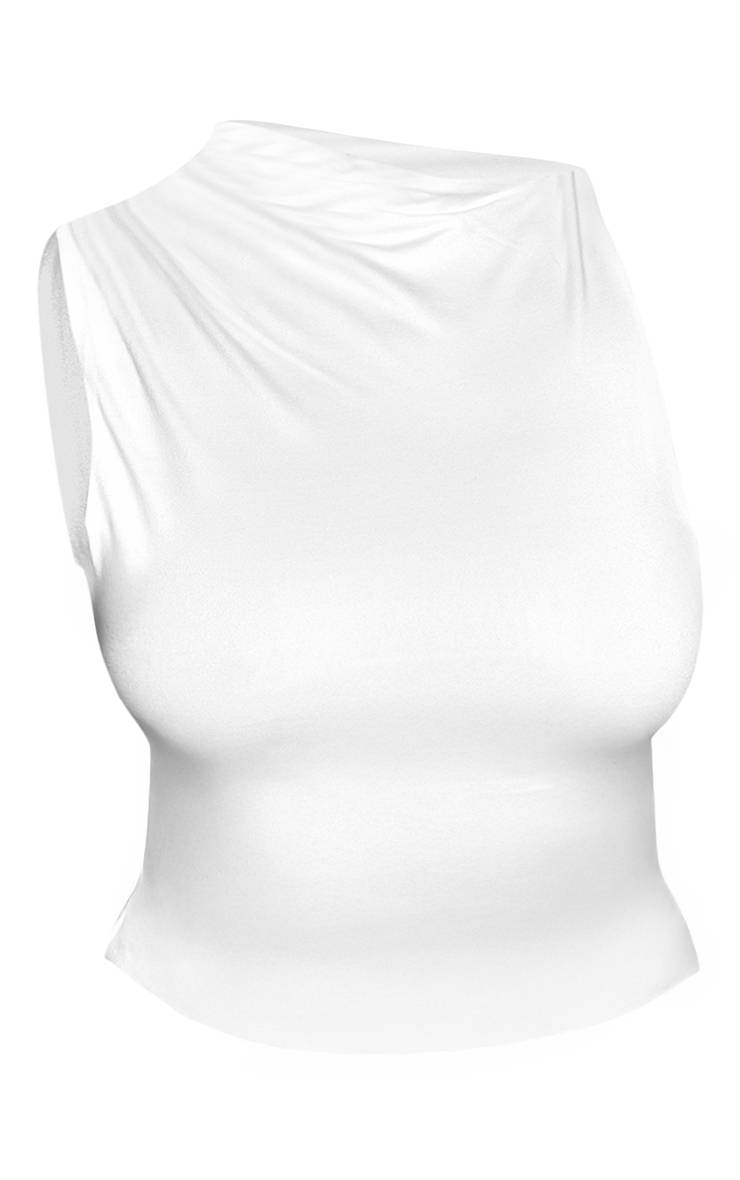 Blanc Haut Moulant Col Montant Toucher Doux