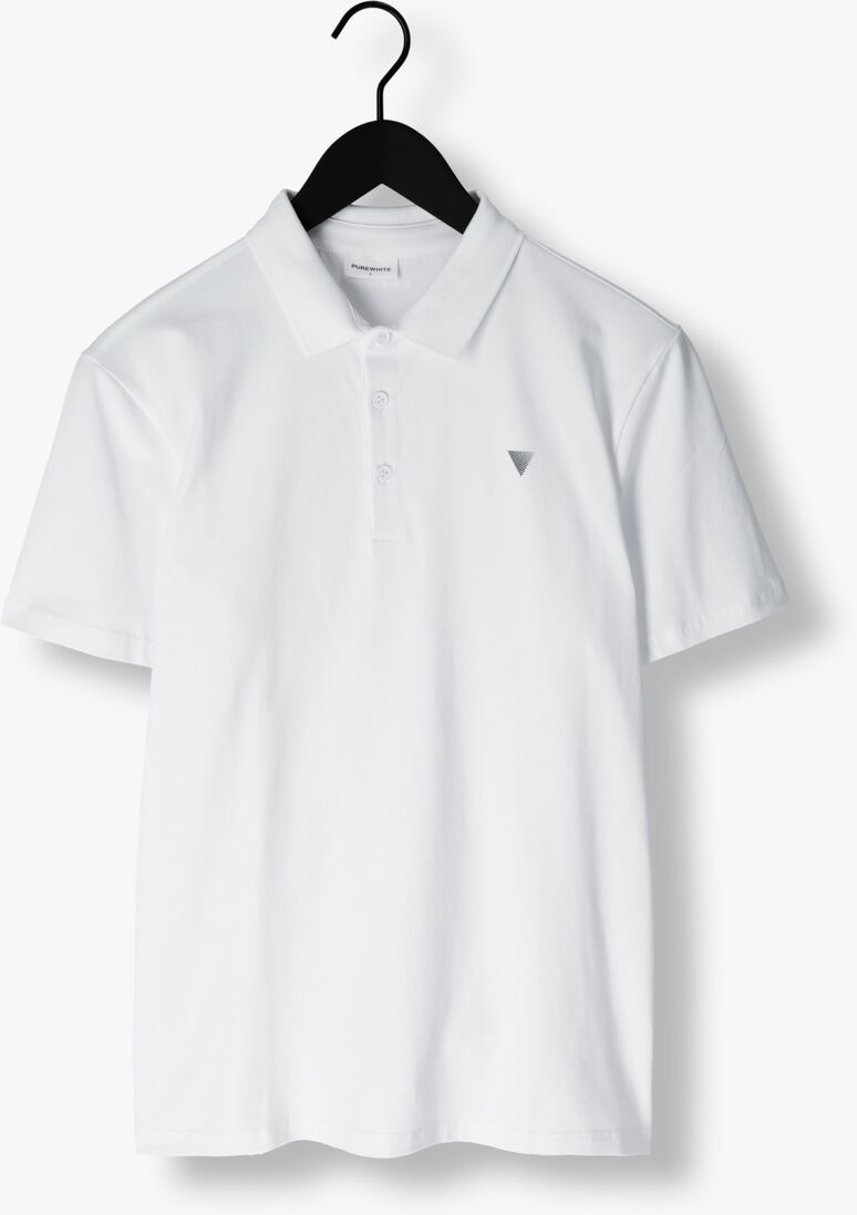 PUREWHITE witte purewhite polo polo with button placket and small print on chest