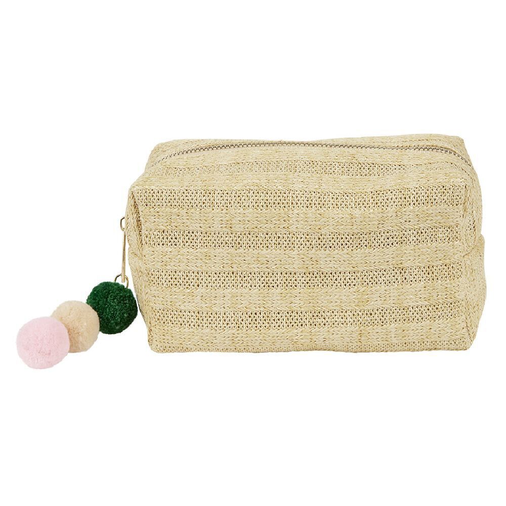 Pochette en paille avec pompons