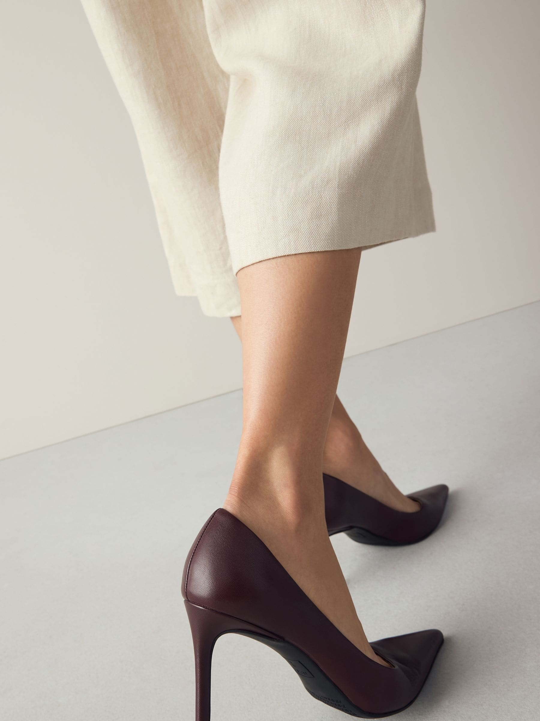 Bordeauxrood - Leren mid-court pumps