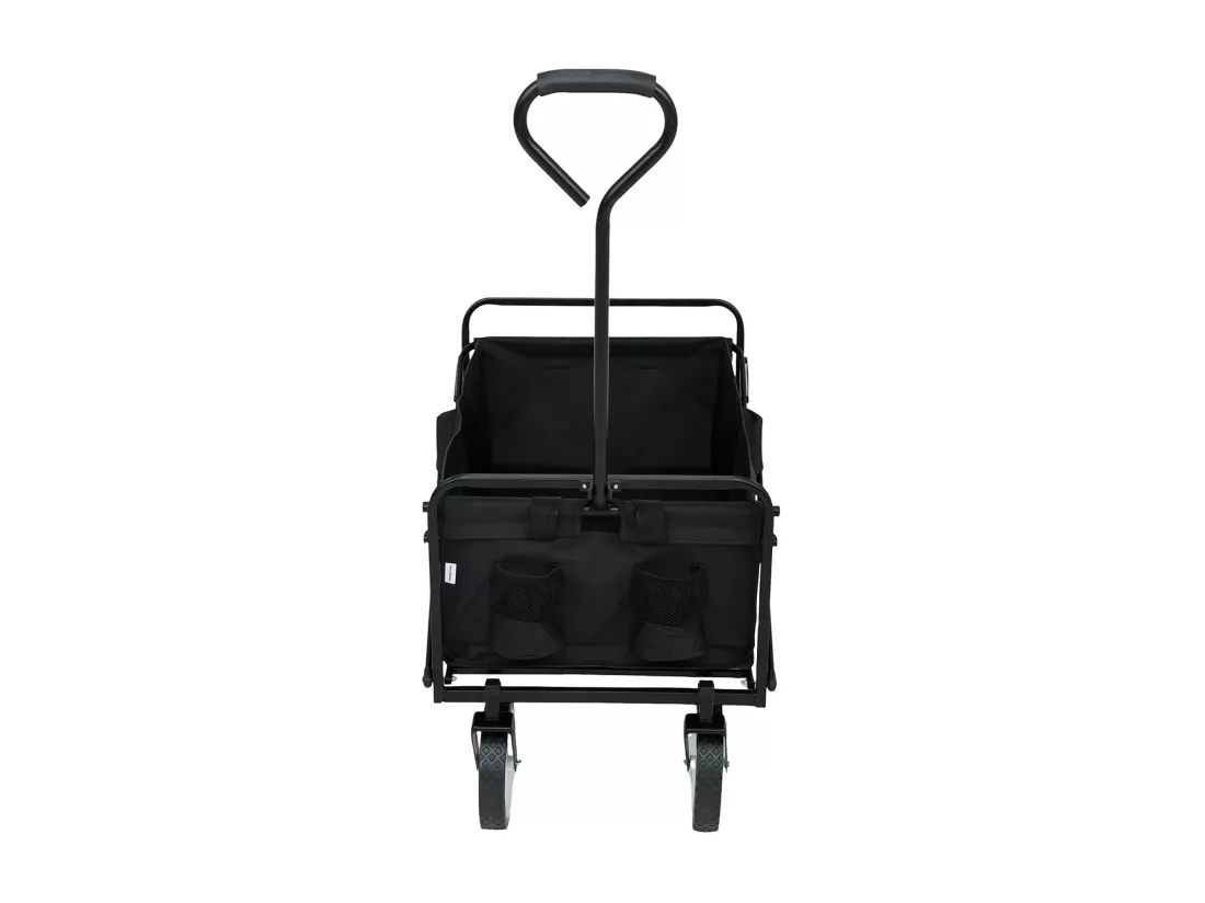 Chariot pliable pour plage avec roues en plastique et capacité de charge maximale de 120 kg en noir
