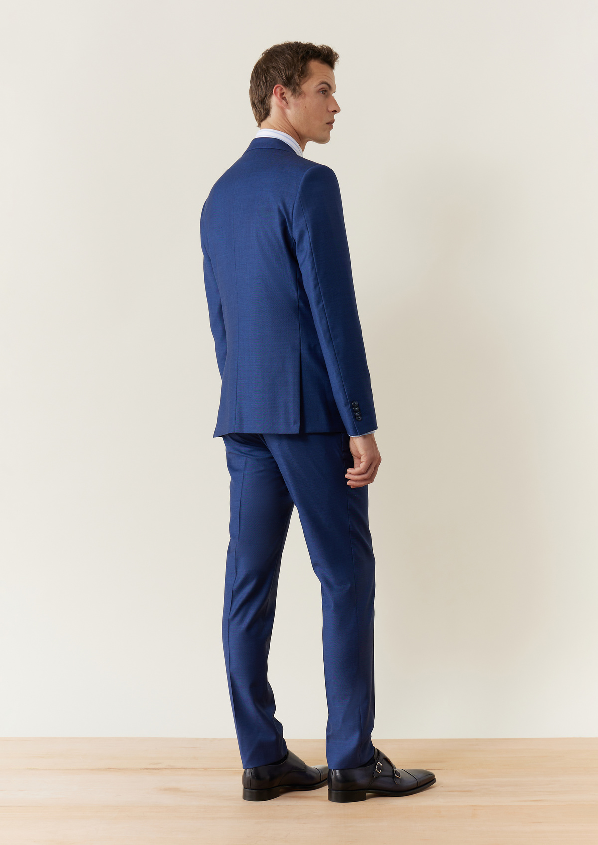 Costume 2 pièces Slim en laine unie bleu cobalt
