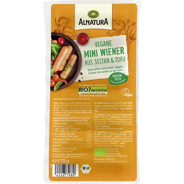Bio vegane Mini Wiener aus Seitan & Tofu