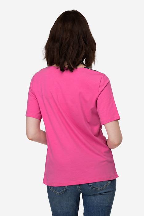 T-Shirt, U-Boot-Ausschnitt mit seitlichen Einsätzen, Halbarm
