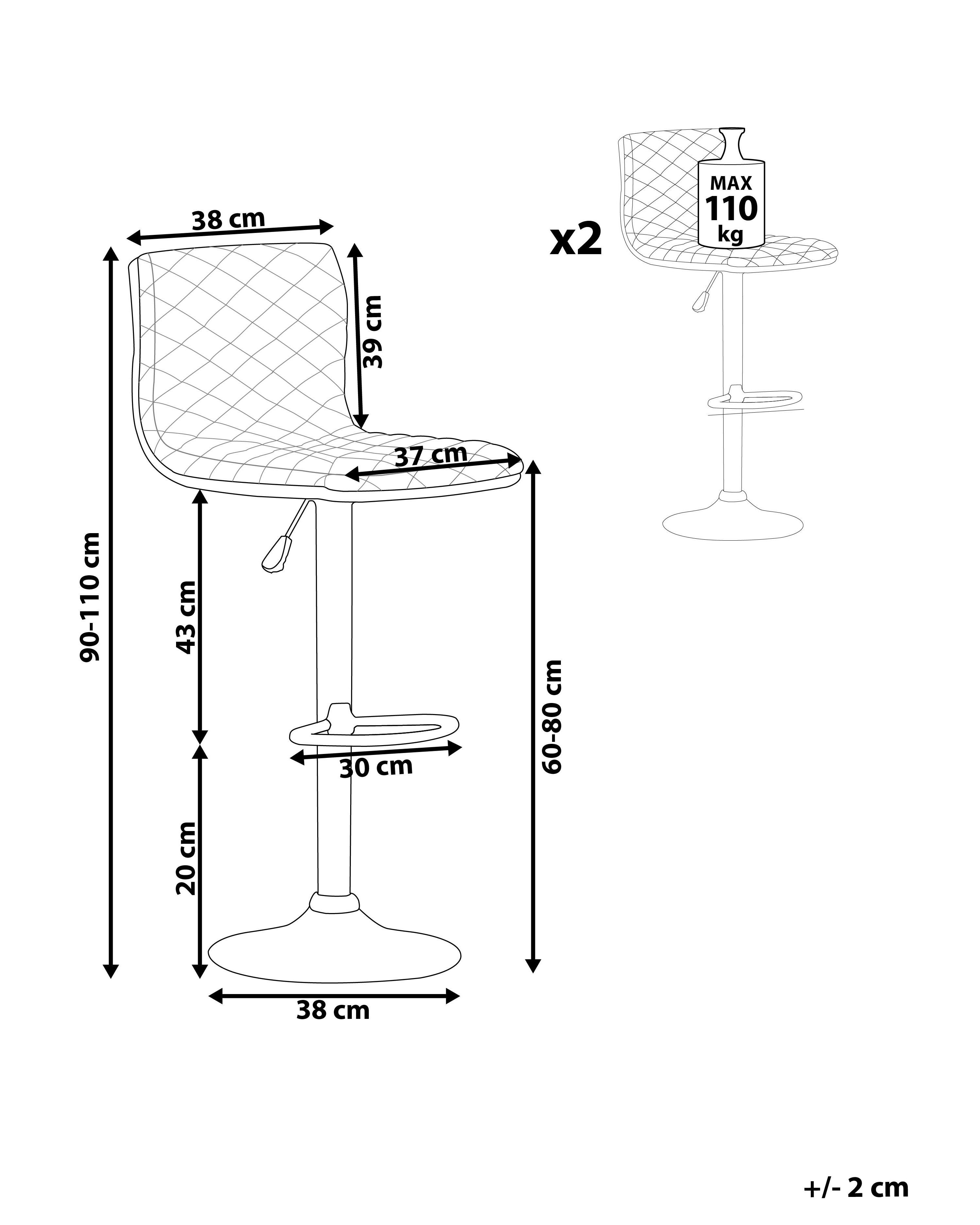 Set van 2 barstoelen ORLANDO draaibaar Zwart