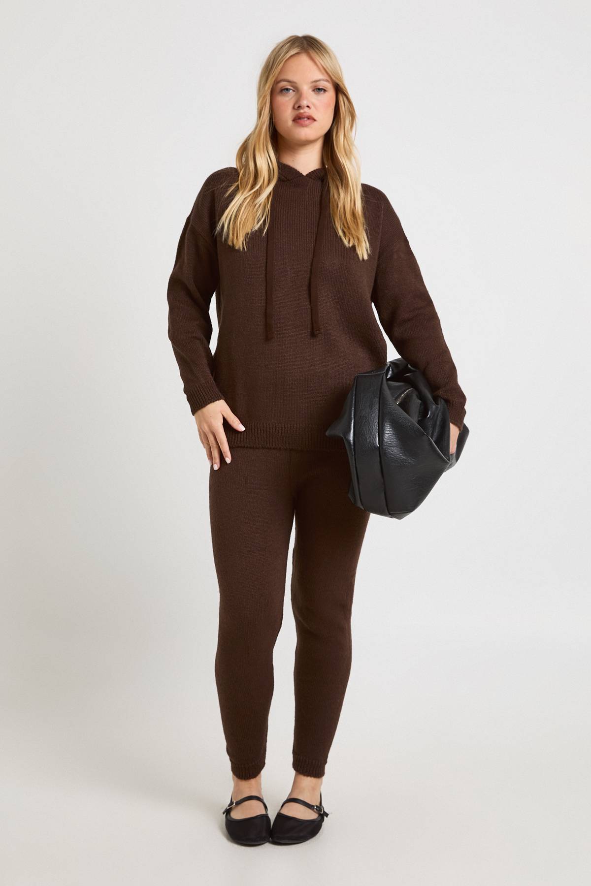 boohoo Ensemble Coordonné Petite Hoodie Et Pantalon En Maille Douce