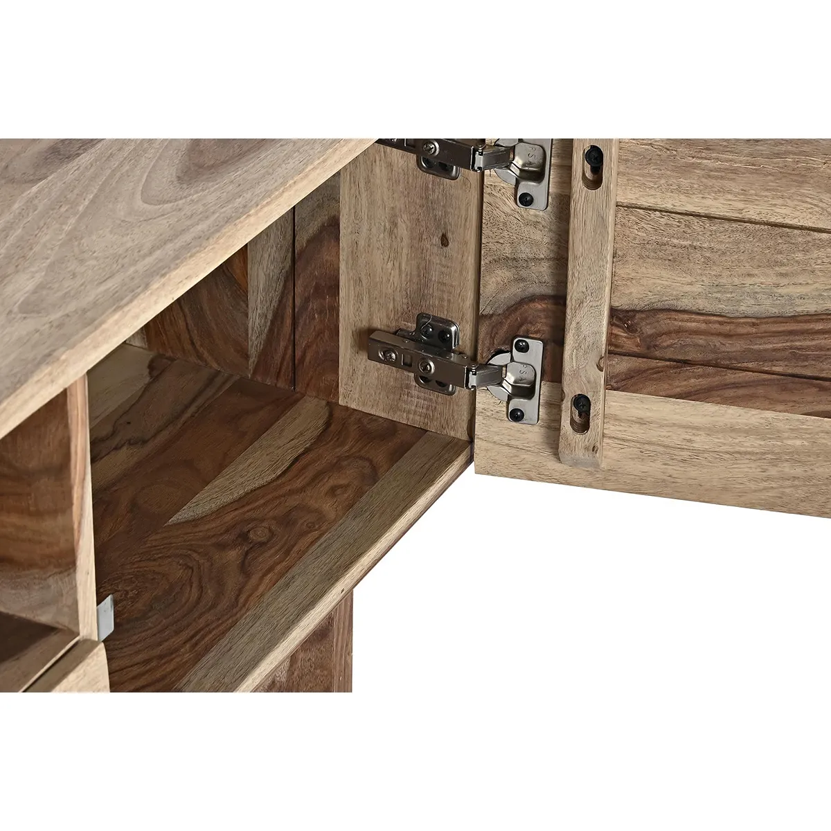 Pegane Meuble TV en bois de Sheesham - Naturel Marron