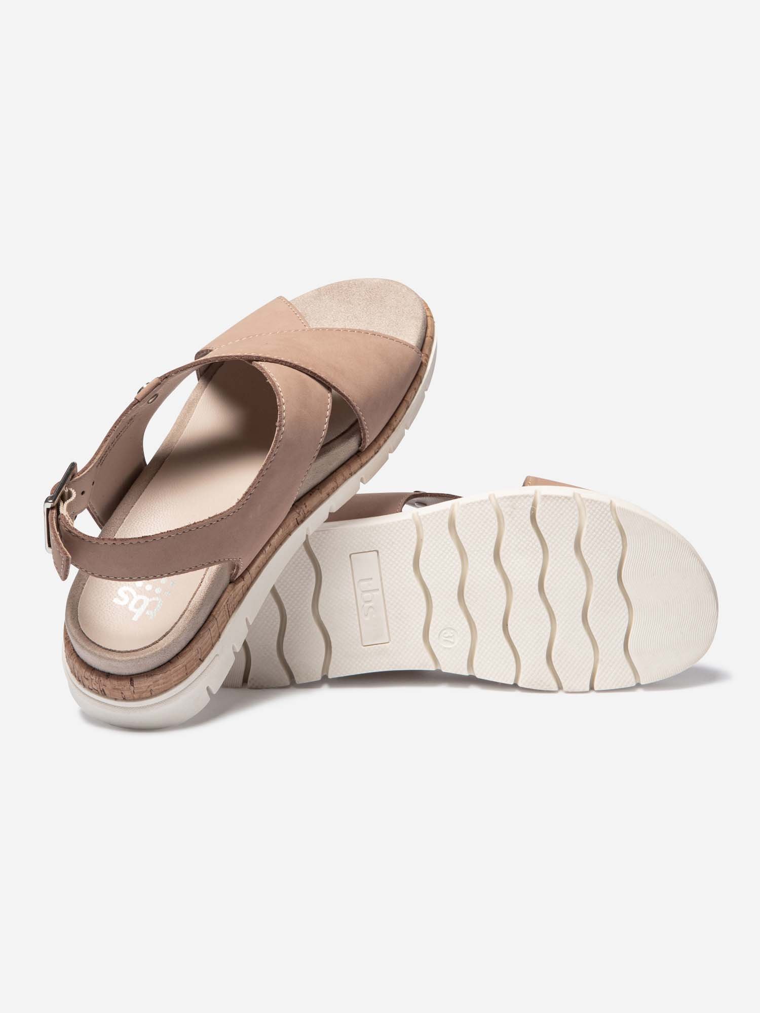 Sandales Femme Semelle Mi-Haute Cuir Beige
