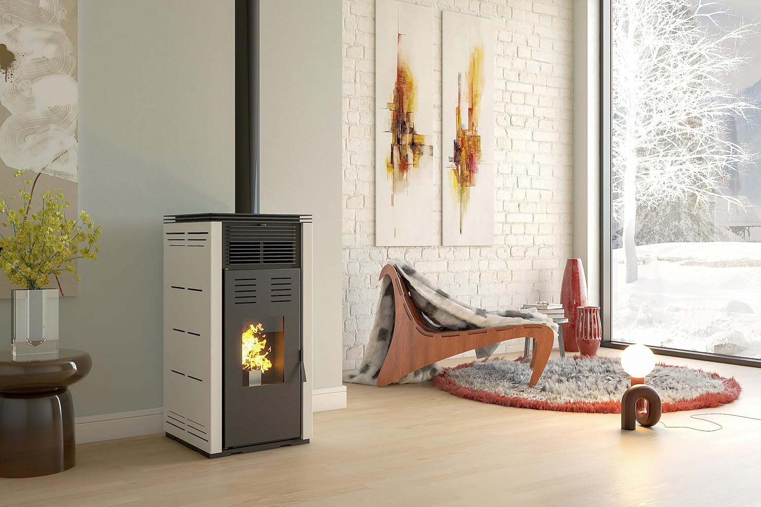 JOIMA - Pelletofen ohne Strom Natur Style Modell 8 kW (Braun)