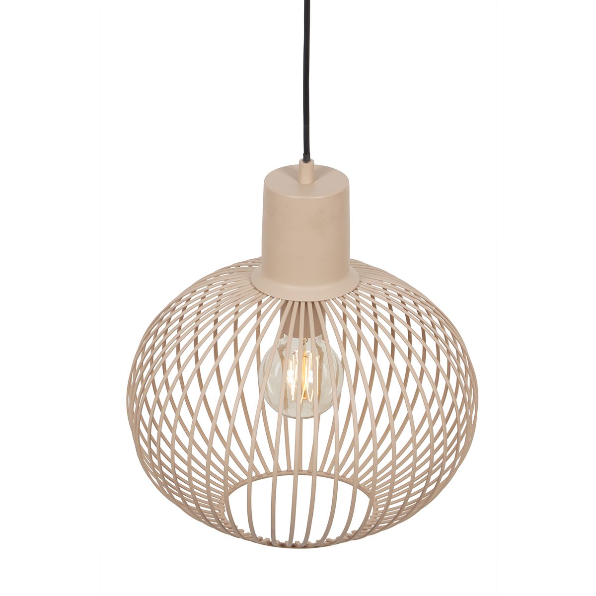 Moderne draad hanglamp zwart met beige 33cm - Gila