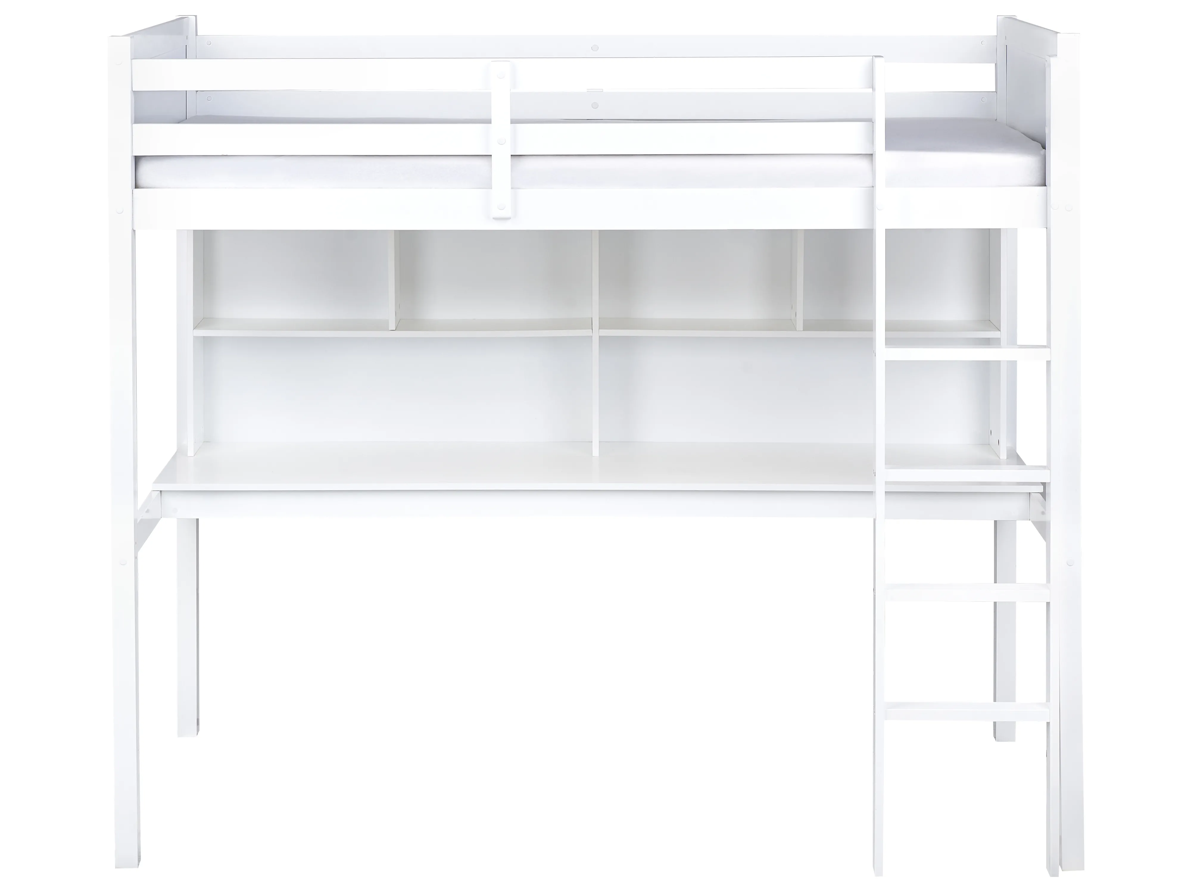 Hoogslaper met bureau Dennenhout FOUCAMONT 90 x 200 cm Wit