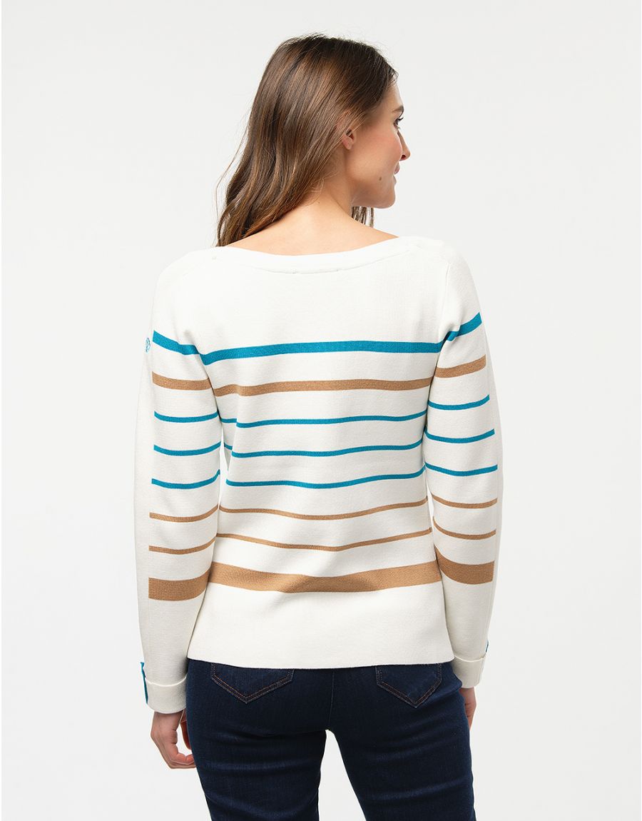 Pull marinière écru lagon