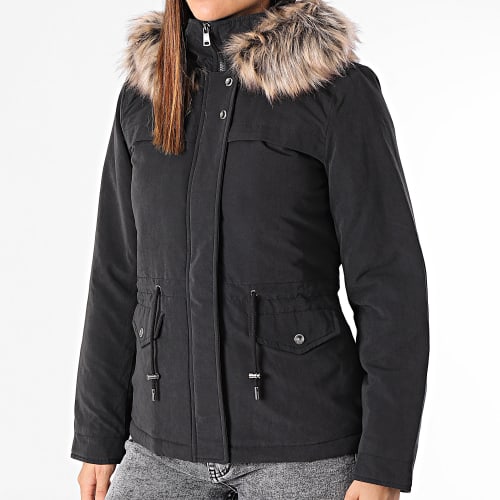 Parka Capuche Fourrure Femme New Starline Noir