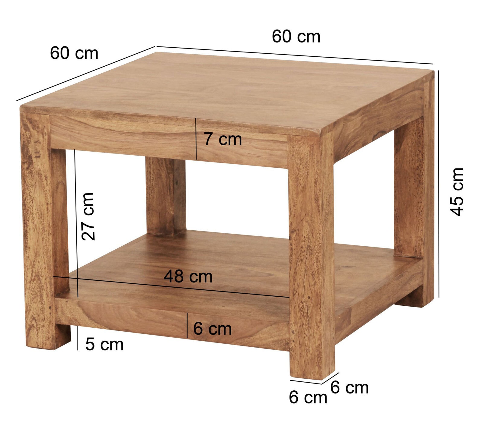 Couchtisch Hees 60x60 Massivholz Akazie