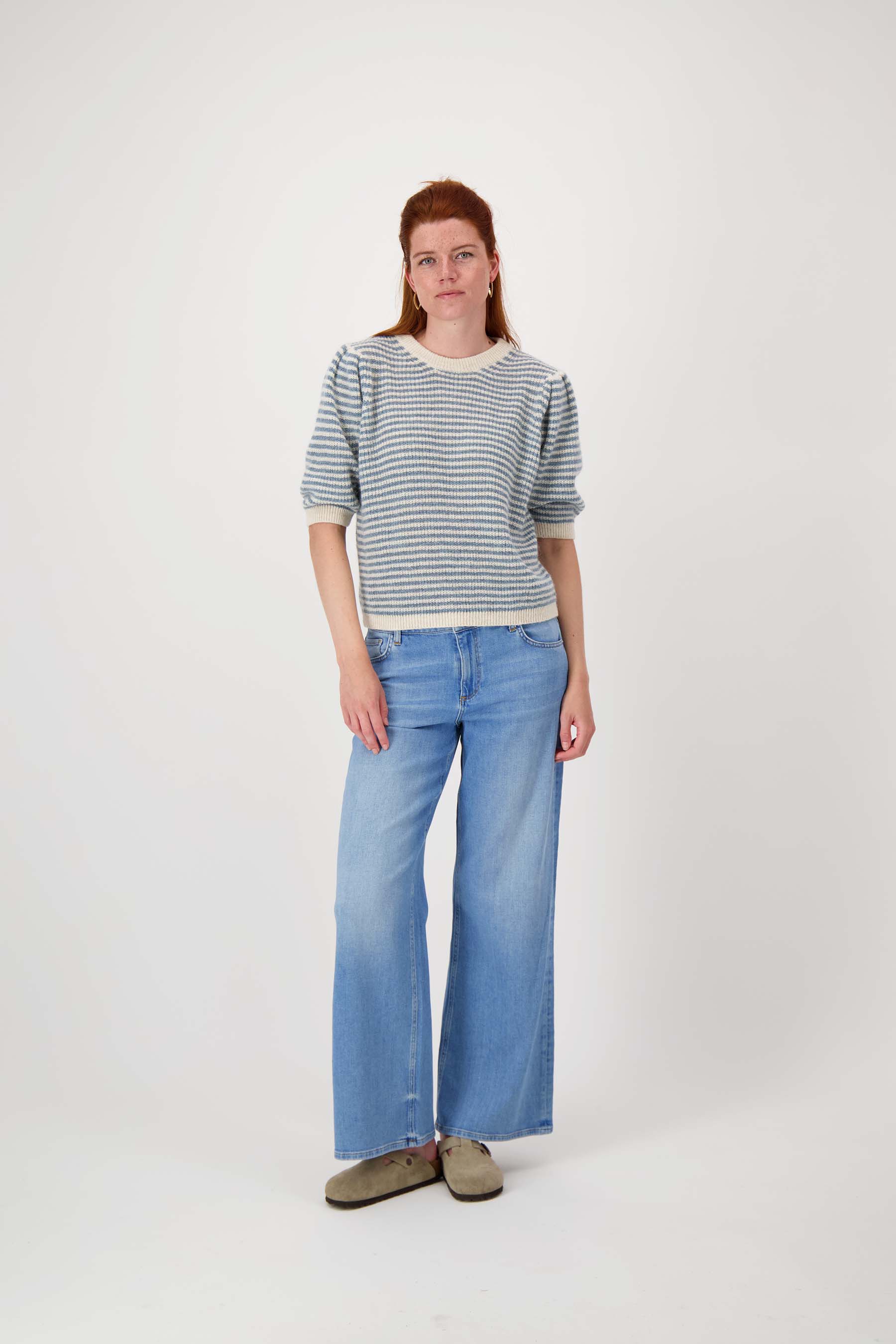 gestreepte trui met contrast ribs