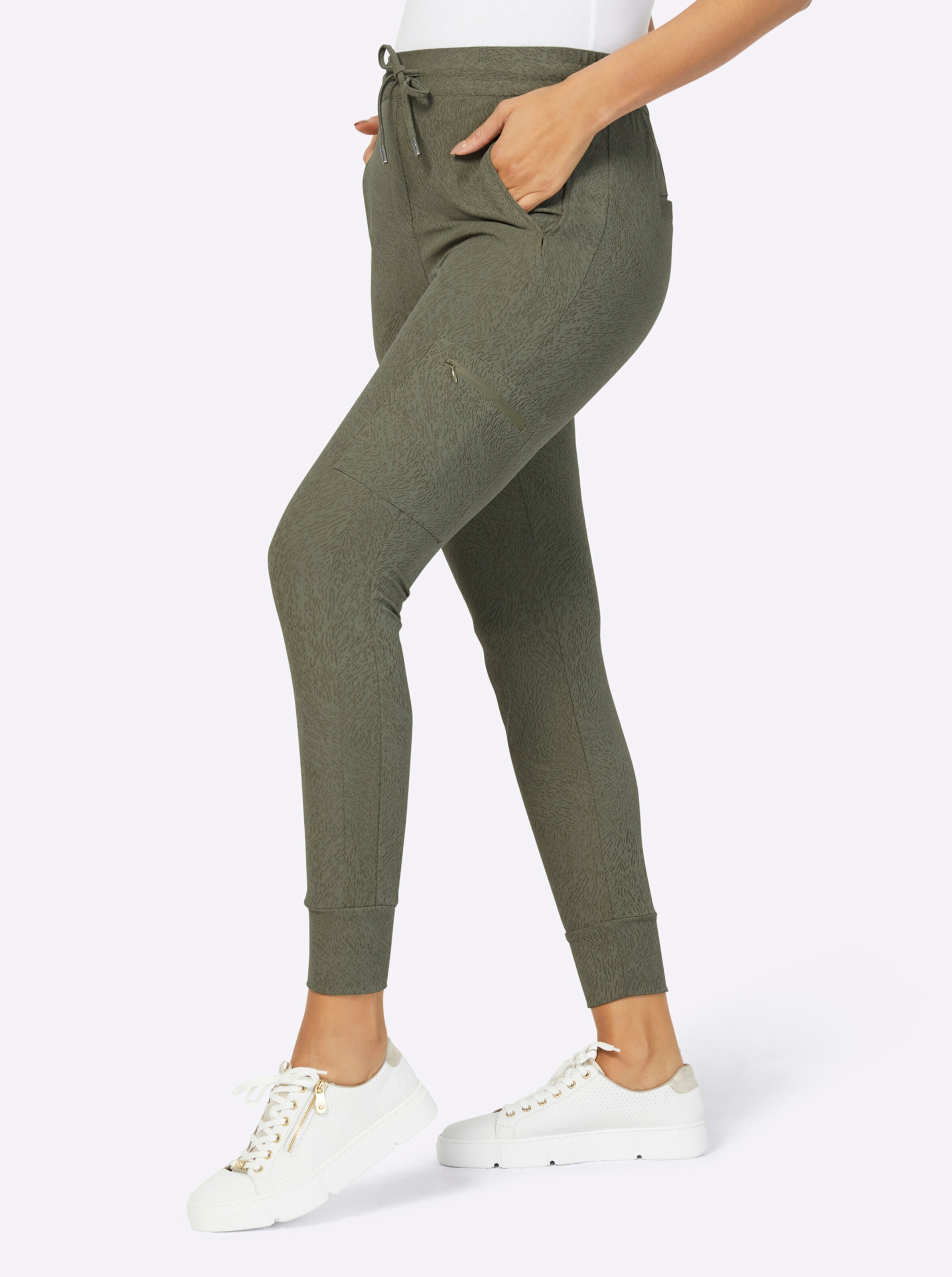 Jogg Pants in khaki-gemustert