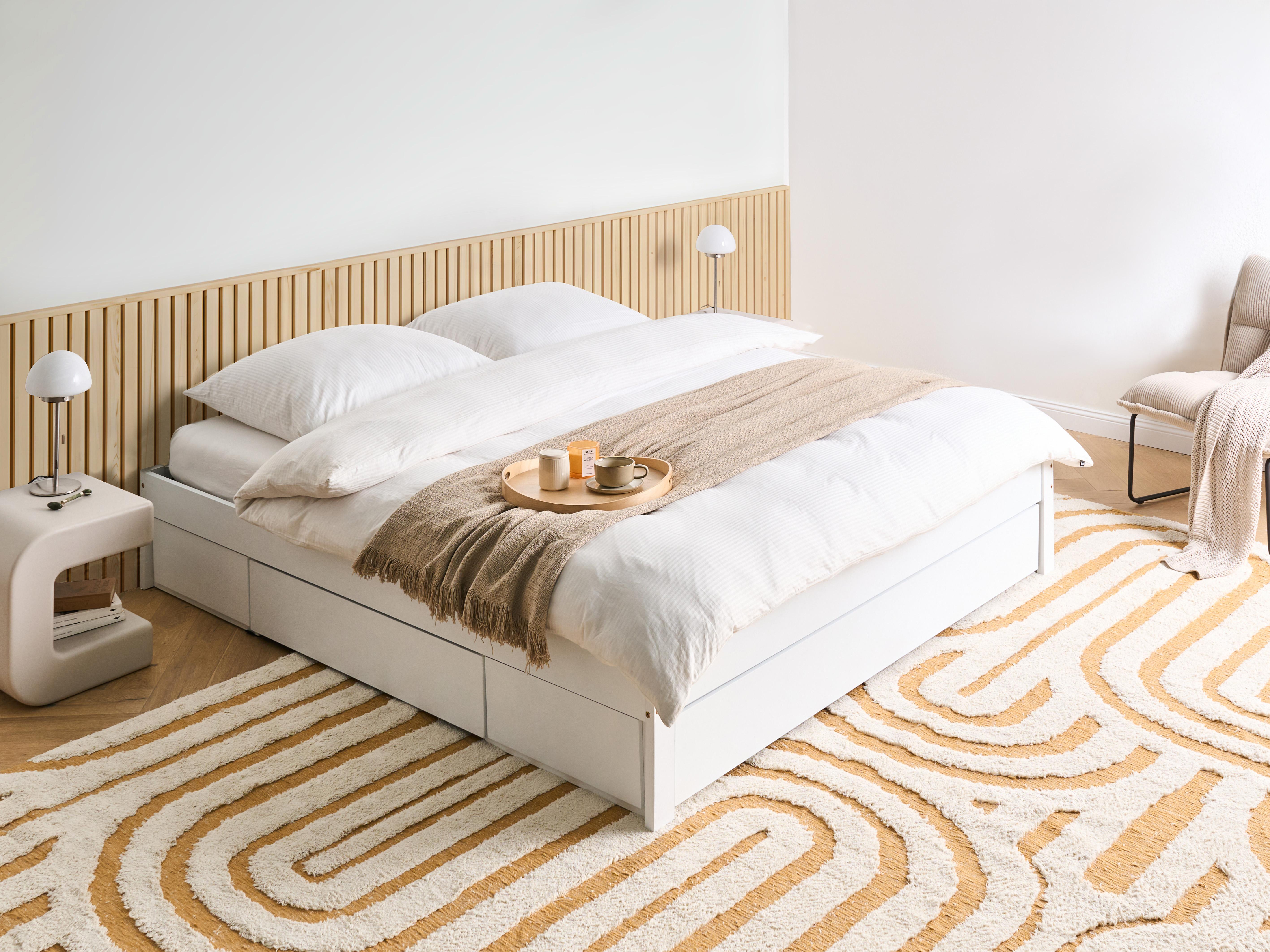 Bed met opbergruimte zonder hoofdbord Hout GIAT 180 x 200 cm Wit
