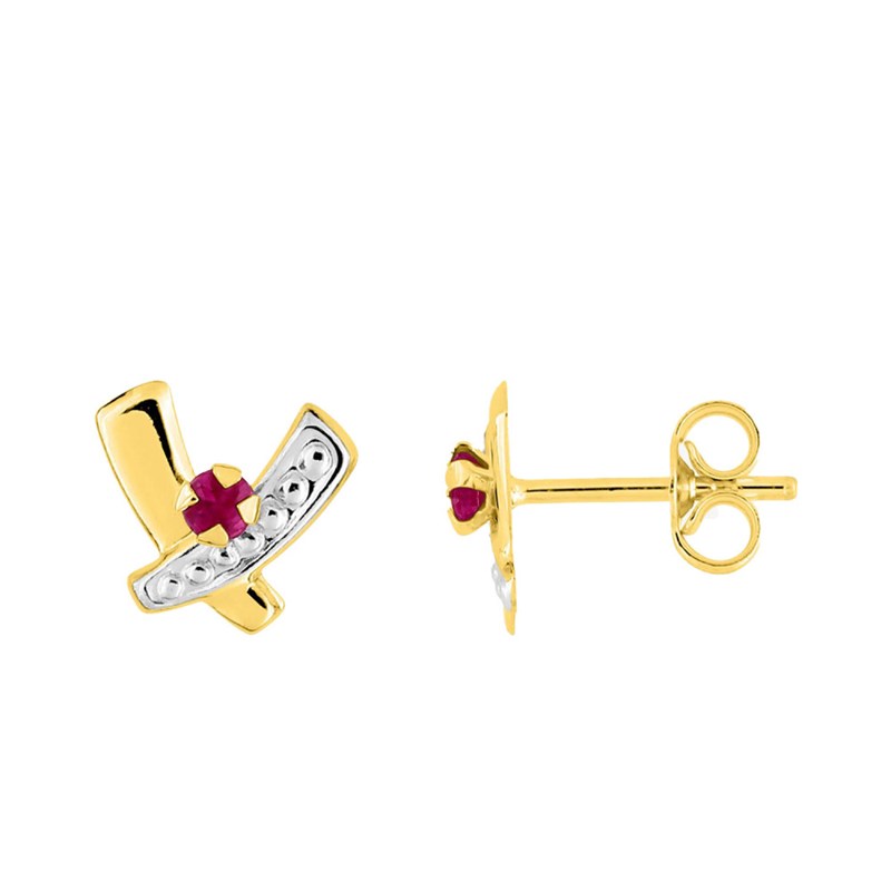 Boucles d'oreilles femme - rubis - Or 18 Carats