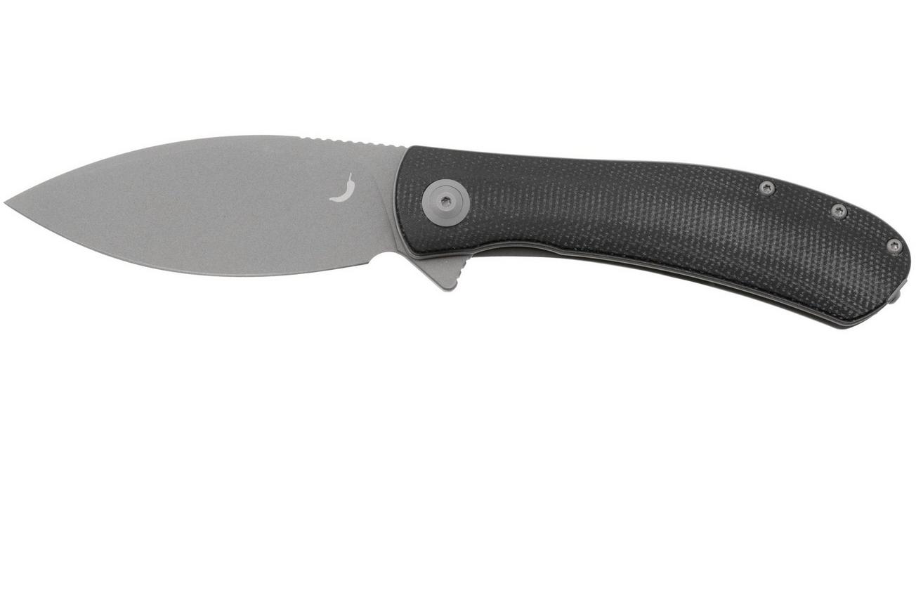 Trollsky Knives Mandu XL MT008-XL Dark Bead Blast D2, Black Micarta zakmes