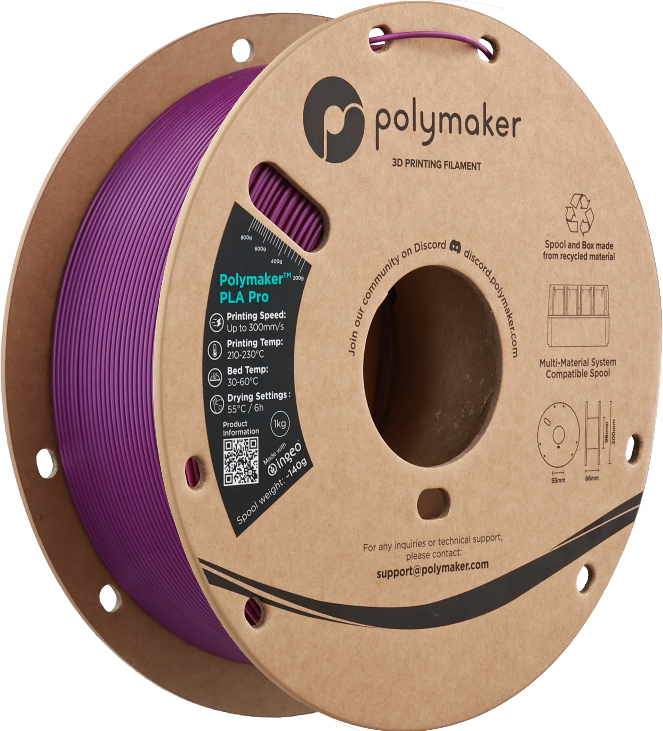 Polymaker  PLA Pro Metallic Plum, 1,75 mm / 1000 g    Neue, verbesserte Formulierung: Hochleistungs-High Speed-PLA in Metallic Plum