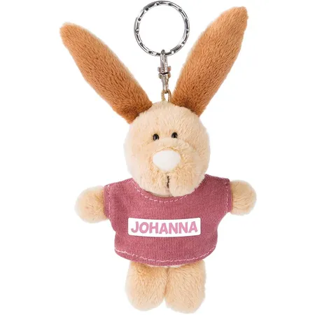 NICI Schlüsselanhänger Hase mit T-Shirt Johanna 10cm, beige