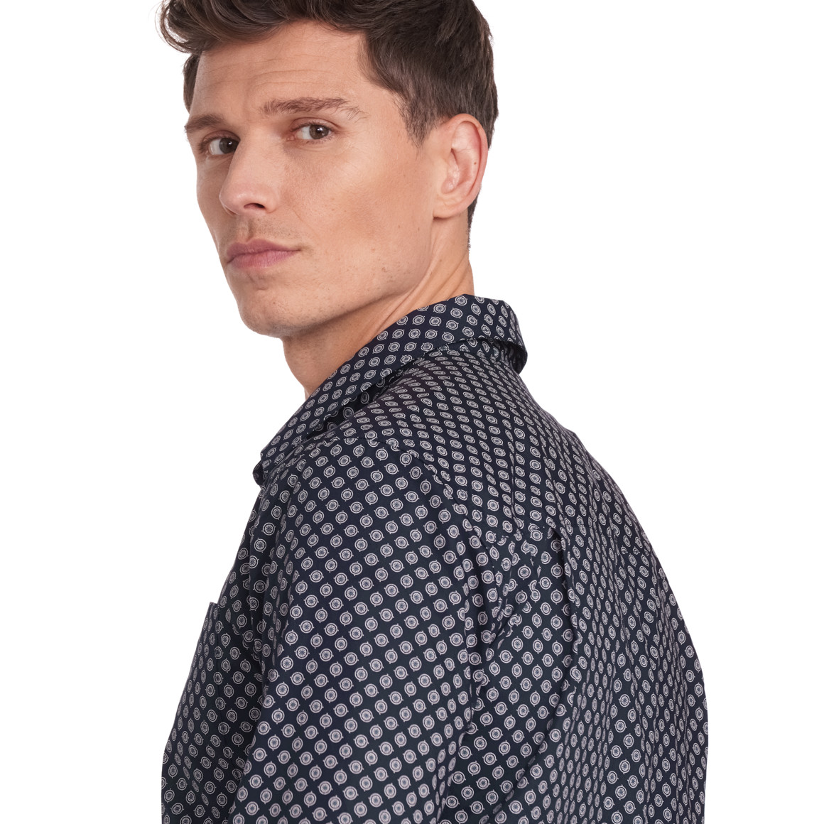 VanVaan Herren Hemd mit Allover-Muster dunkelblau