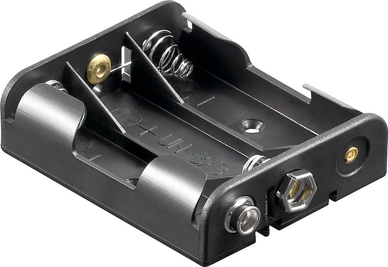 Batterijhouder - Zwart - Voor 3 AA-batterijen - Push-on Bevestiging