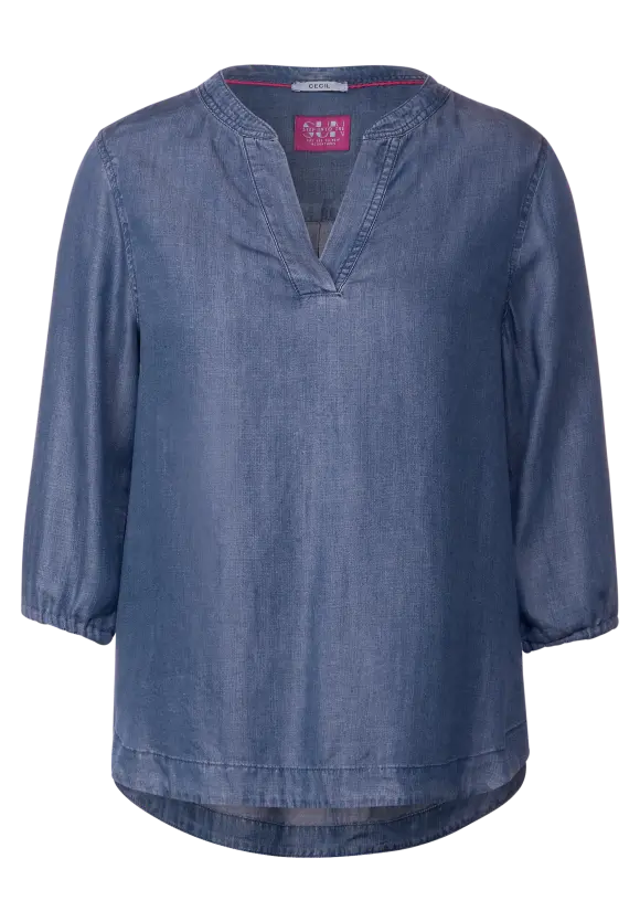 Jeans Look Bluse - mid blue wash
