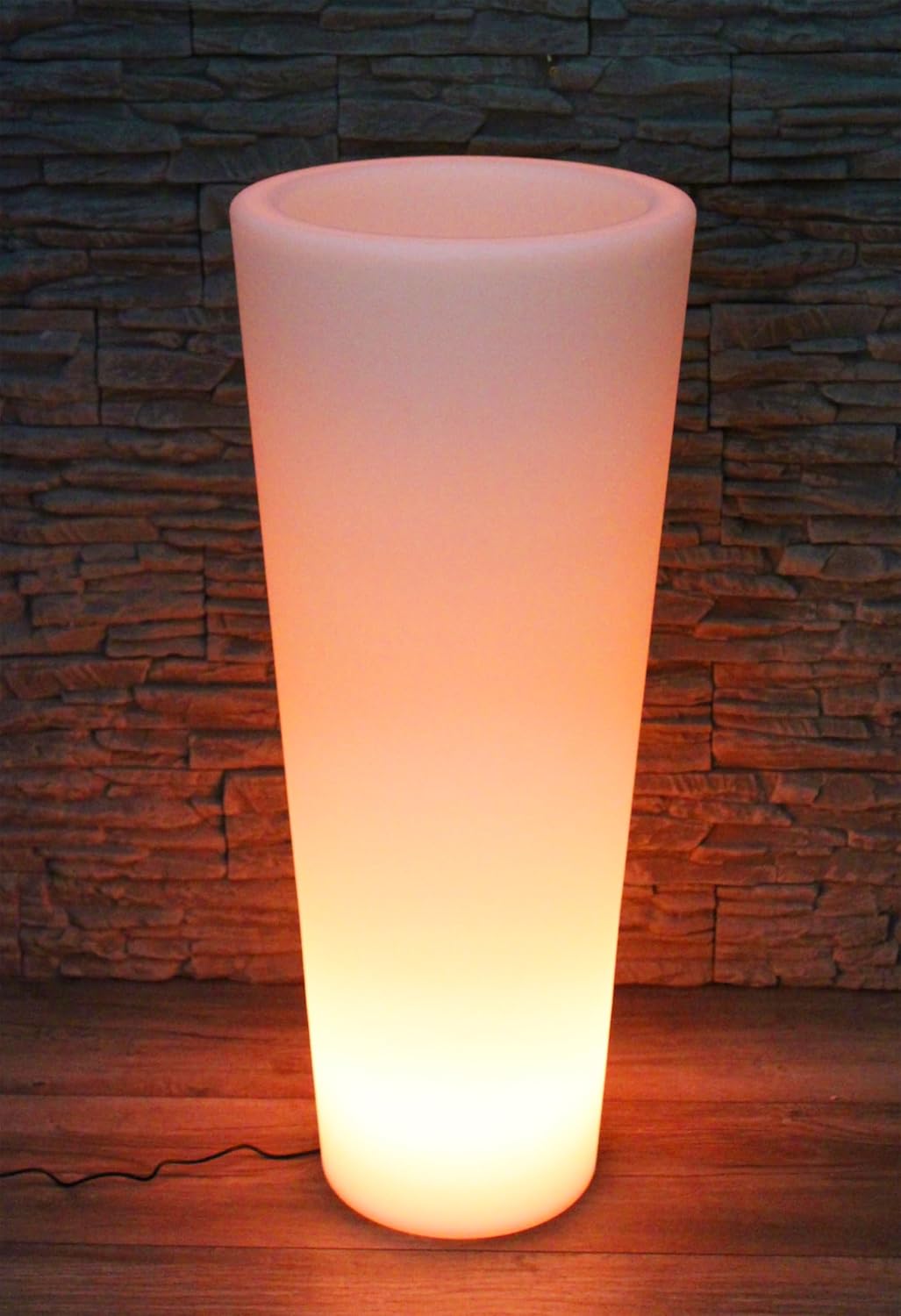 Arnusa Moderner beleuchteter Blumenkübel 90x37 cm Pflanzgefäß PL404S Blumentopf LED RGB mit Akku und Netzteil Indoor & Outdoor