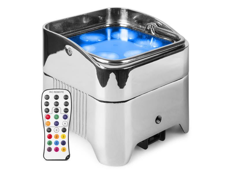 BeamZ Bodenstrahler BBP96SC Uplight Par Chrom Akkubetriebener LED-Bodenstrahler 6x 12W