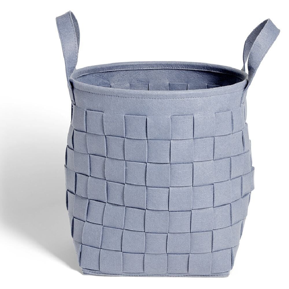 Panière à linge ronde 29L Ø32xH36cm feutrine bleu