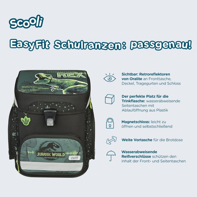 Jurassic World - Scooli - Schulranzen - EasyFit - 5-teilig