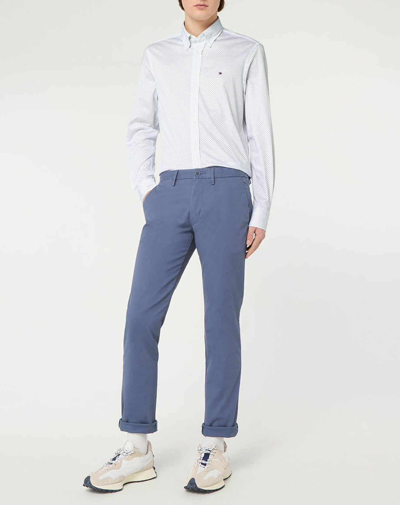 Tommy Hilfiger Chemise slim en Jersey imprimée blanc/bleu