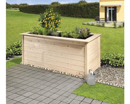 Weka Profi 669 C classic verhoogd tuinbed met intern noppenmembraan en woelmuisgaas, 218x92x81 cm, natuurlijke afwerking