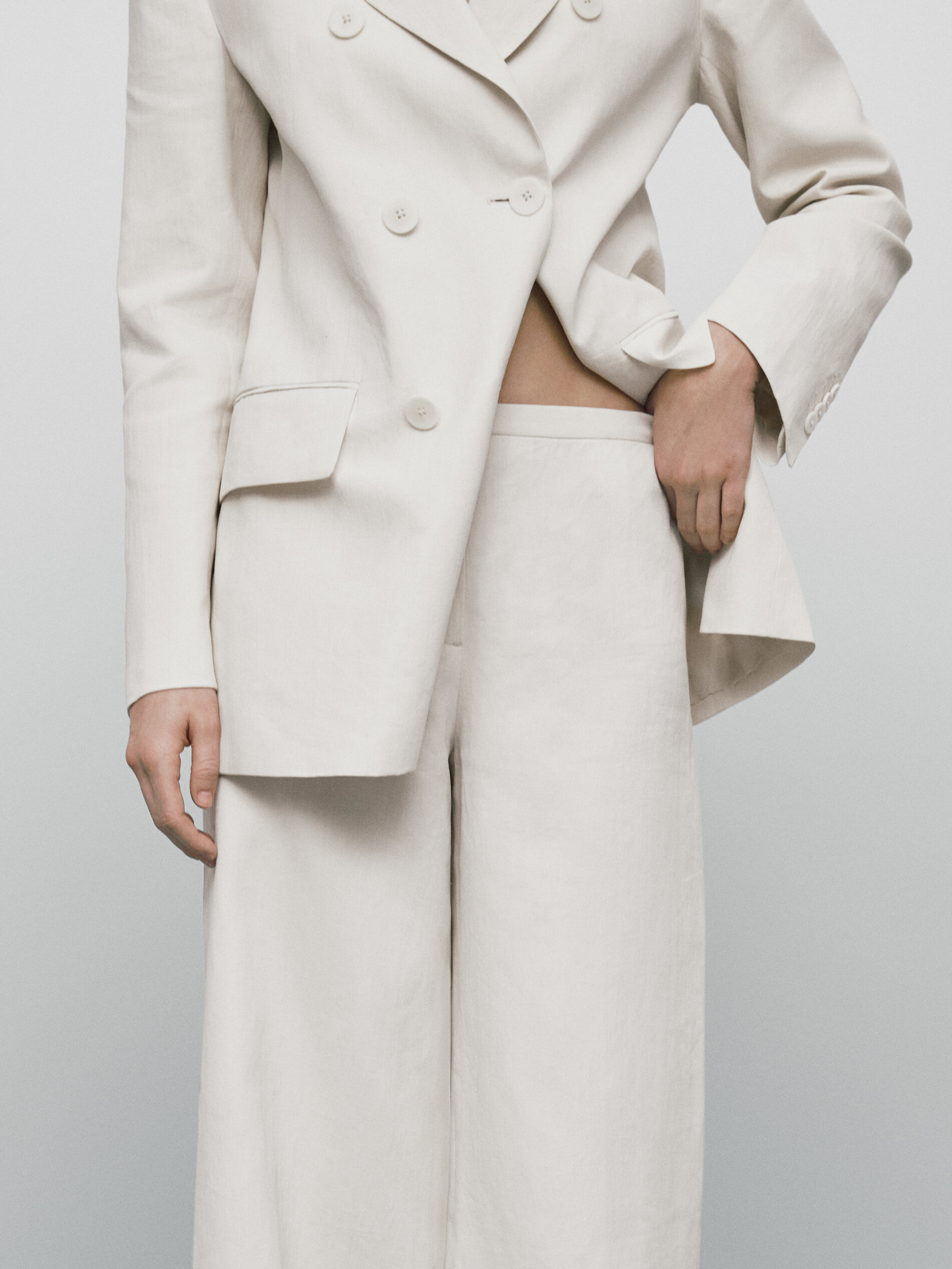 Pantalón traje lino Edição limitada - MARFIL