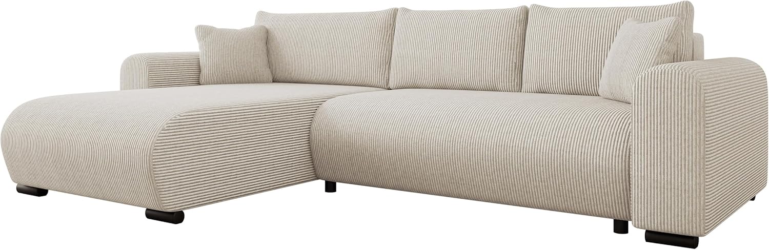 Mirjan24 Ecksofa Merkos Cord, Eckcouch, Couch mit Schlaffunktion und Bettkasten, Wohnlandschaft, Bettfunktion L-Form Sofa, Ottomane universell (Poso 100)