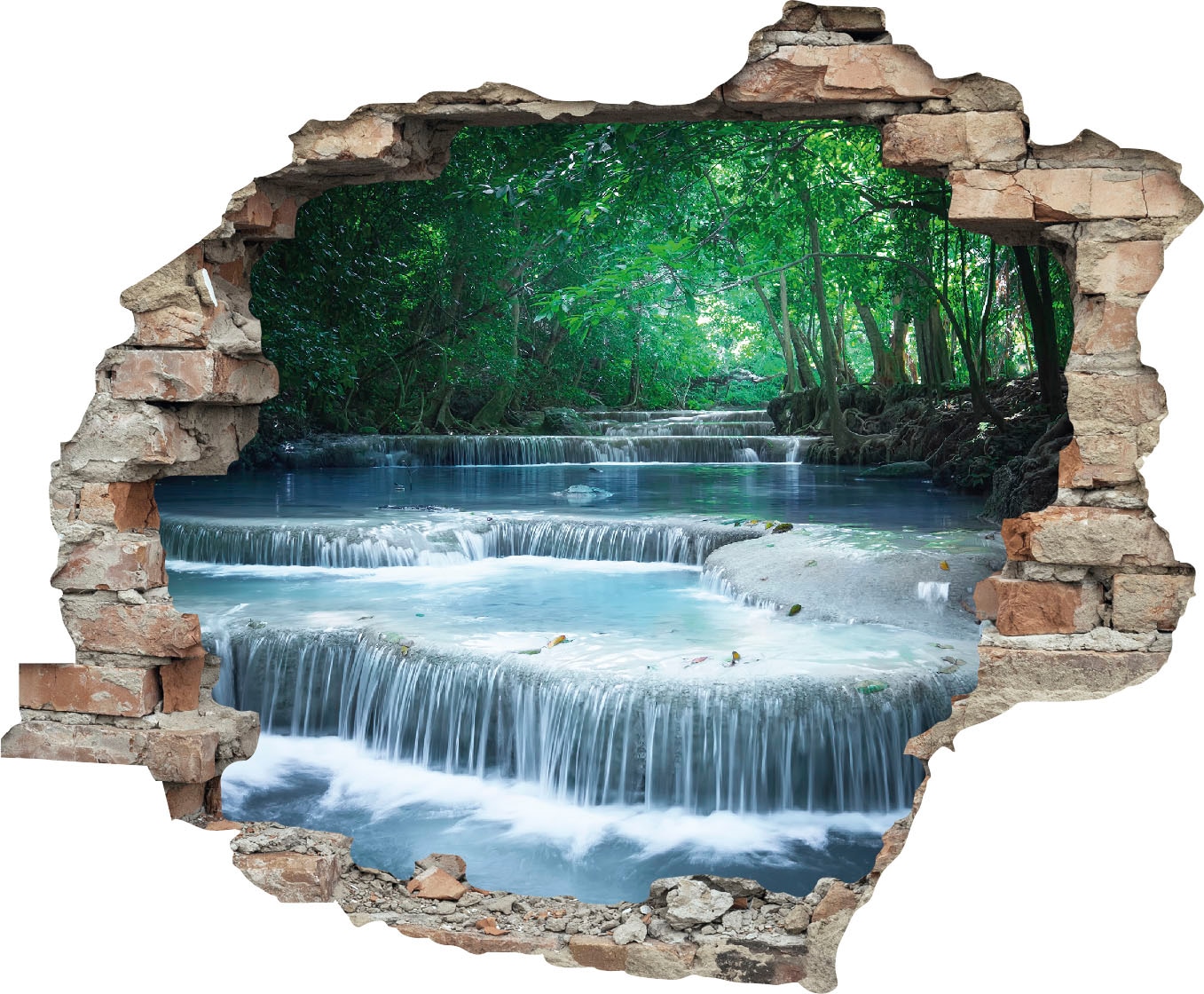 queence Wandtattoo »Fluss« Wandsticker, Wandbild, selbstklebend, 3D, Wanddurchbruch