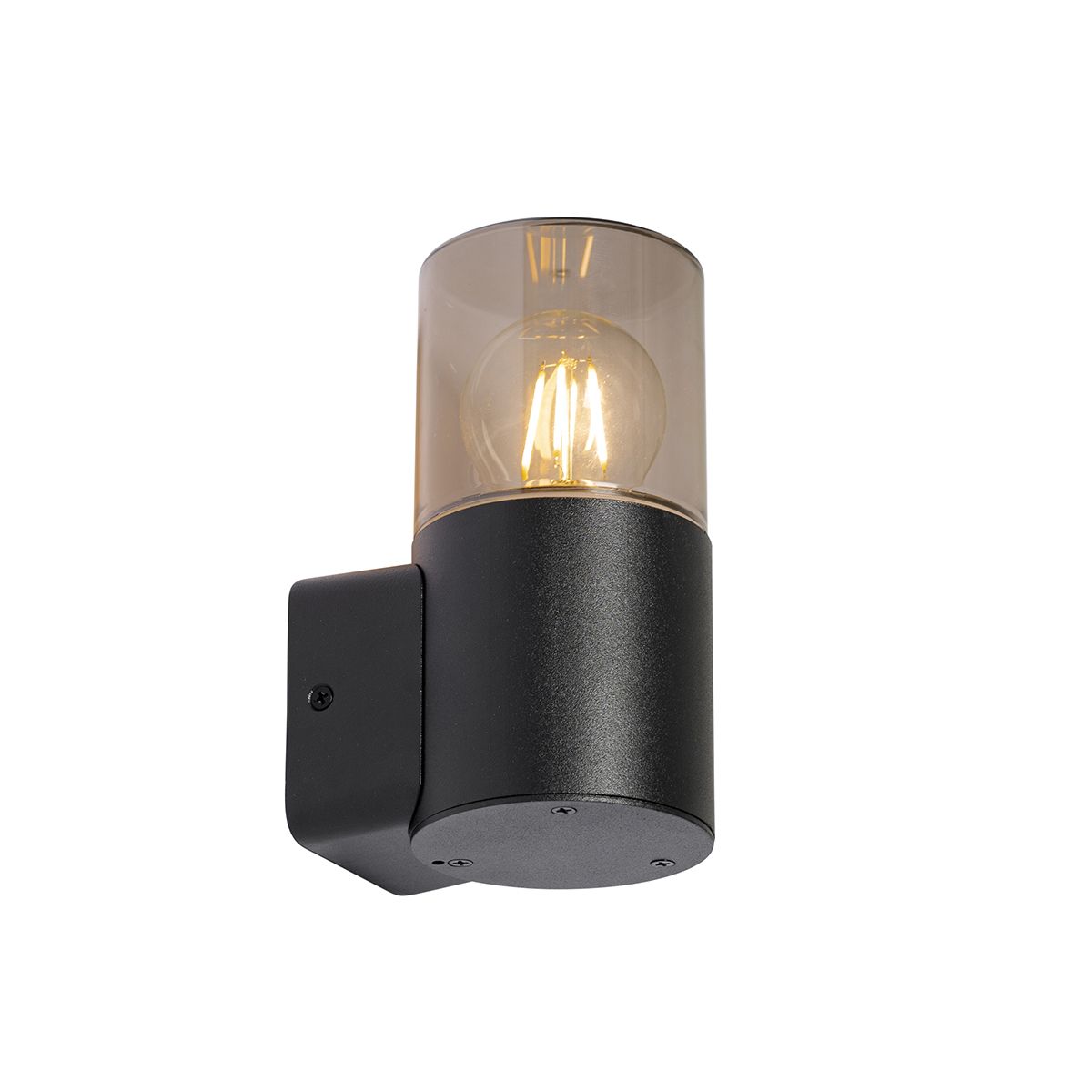Moderne buiten wandlamp zwart met smoke kap IP44 - Odense