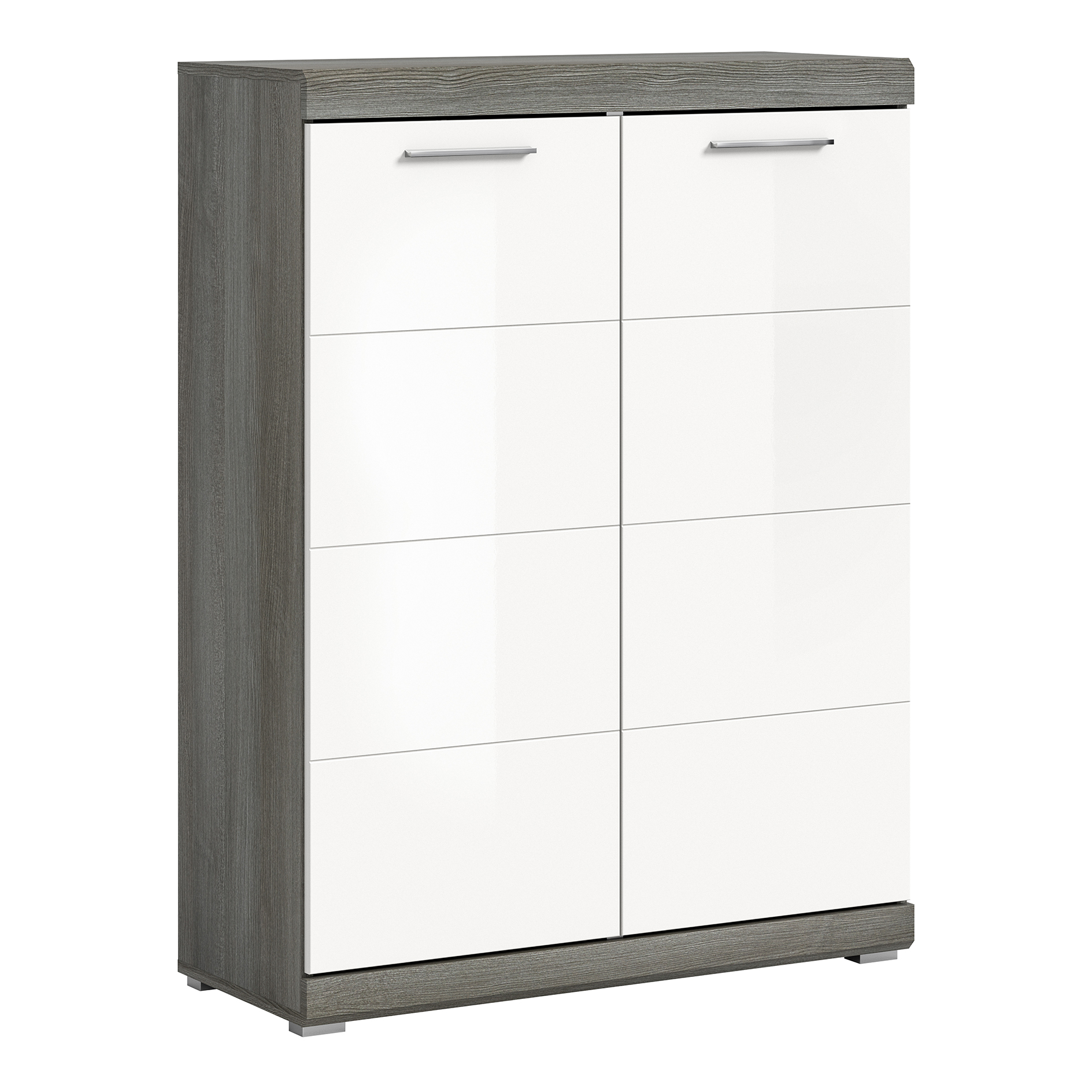 Schuhschrank SCOUT - Rauchsilber - weiß Hochglanz - 90 cm