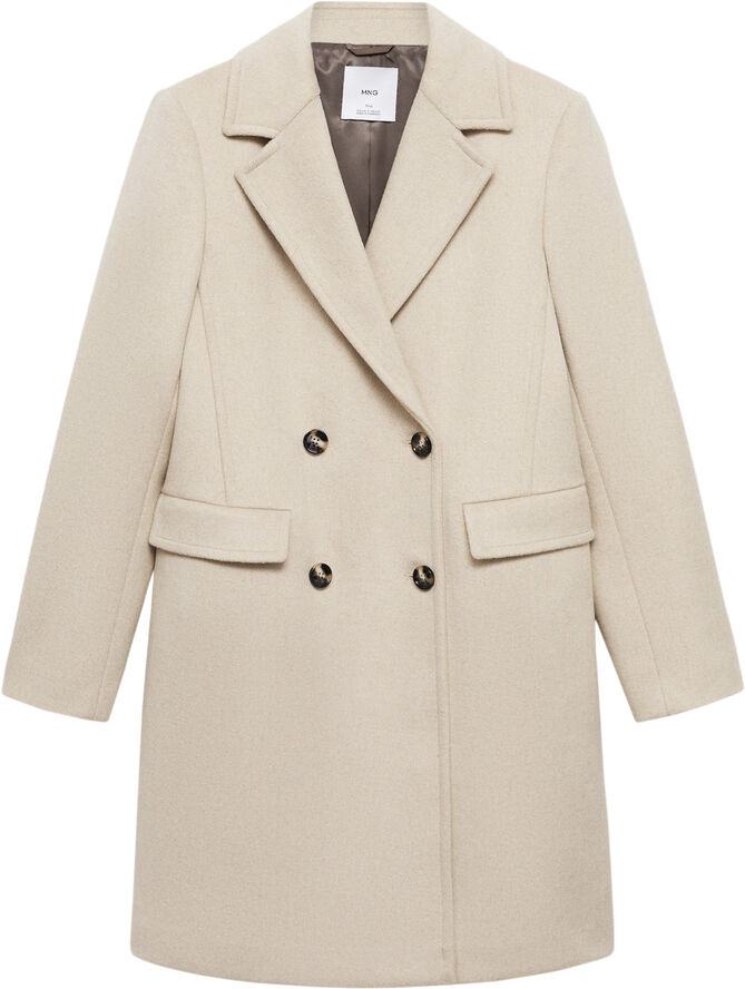 MANGO Double-breasted wool coat Lt pastel grey