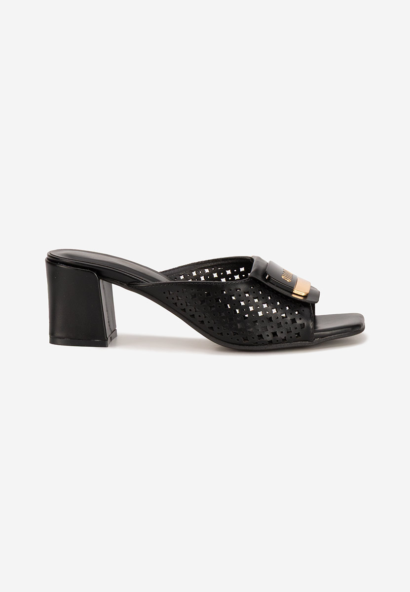 Mules à talon épais noirs Carmenia
