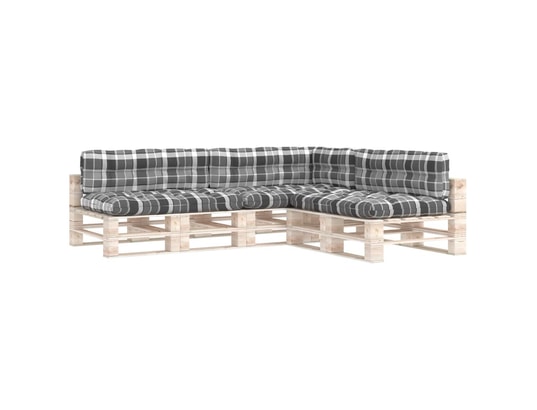 VIDAXL - Galette de chaise Coussins de canapé palette 7 pcs motif à carreaux gris