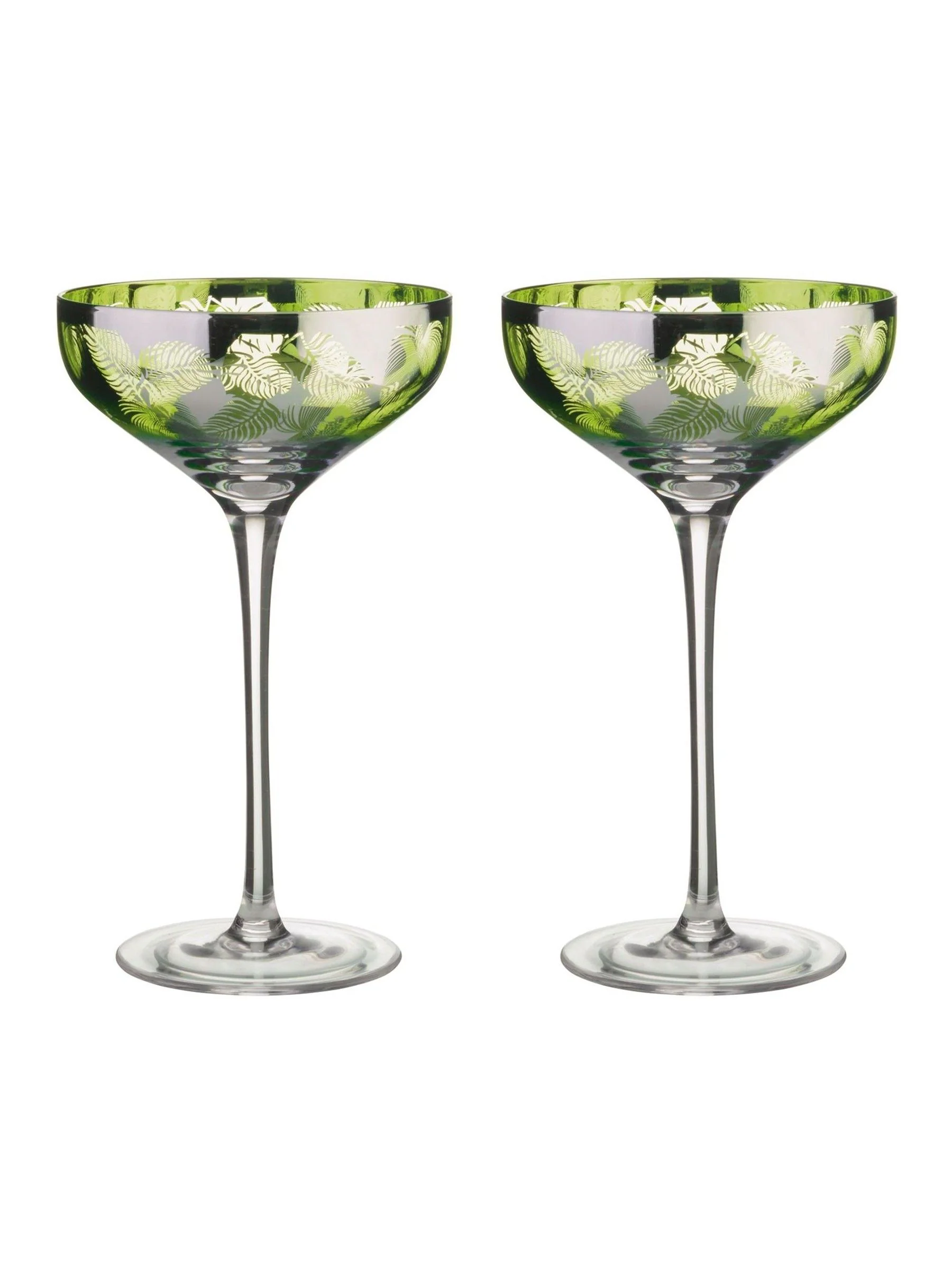 Artland Set of 2 Tropical Leaves Champagne Saucers